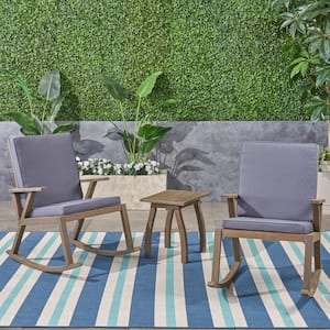 Champlain Grey 3-Piece Wood Patio Conversation Set with Dark Grey Cushions