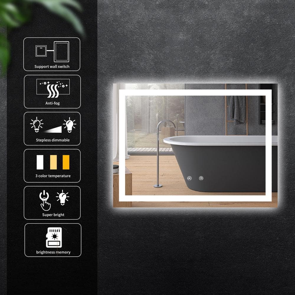 Luminous Crystal 32"x24" Frameless LED Bathroom Vanity Mirror