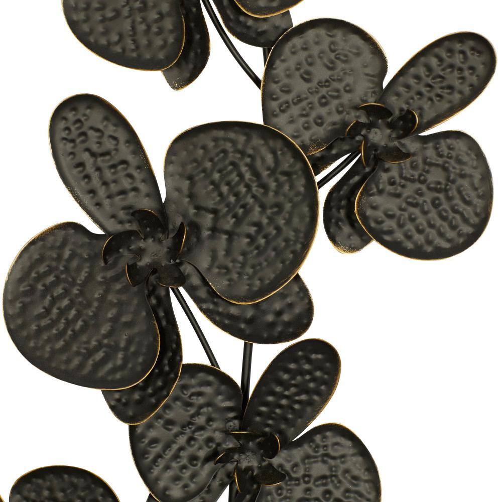 Elegant Black Orchid Metal Wall Sculpture Set, 14"W x 36"H