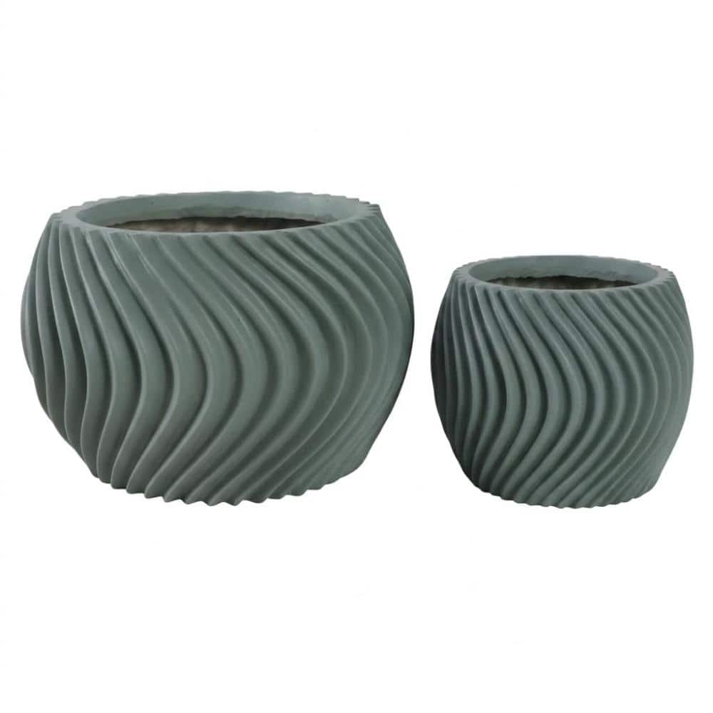 "Green Swirl Modern Plant Pot Set 6"" & 8"", 2 Pack Indoor Outdoor Decor Planters" price history on PriceWatchPro