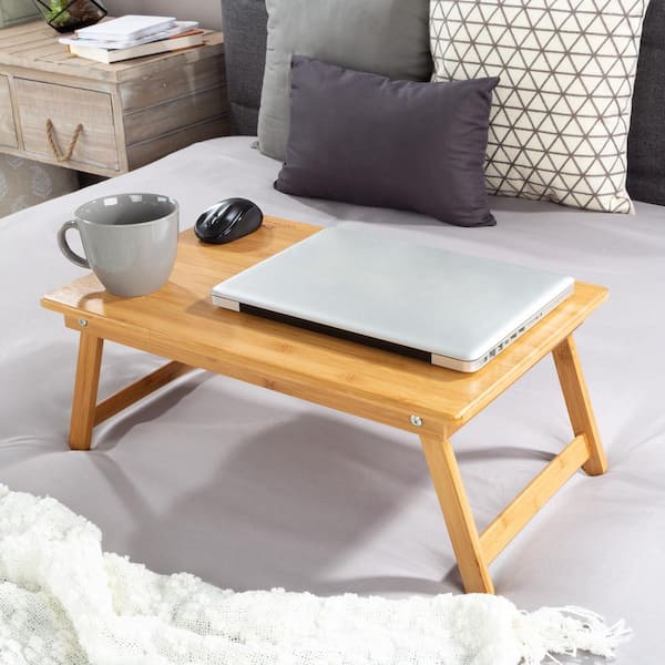 Tioncy Bamboo Lap Tray with Detachable Pillow 16.9'' x 13'' Lap
