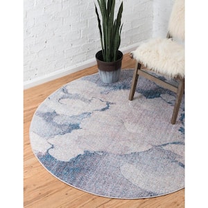 Blue Gray 6 ft. x 6 ft. Rainbow Area Rug