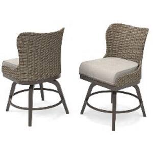 Hazelhurst Swivel Aluminum Patio High Dining Chairs with Antique Beige Cushions (4-Pack)