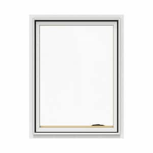 30.75 in. x 40.75 in. W-2500 Series White Painted Clad Wood Right-Handed Casement Window with BetterVue Mesh Screen