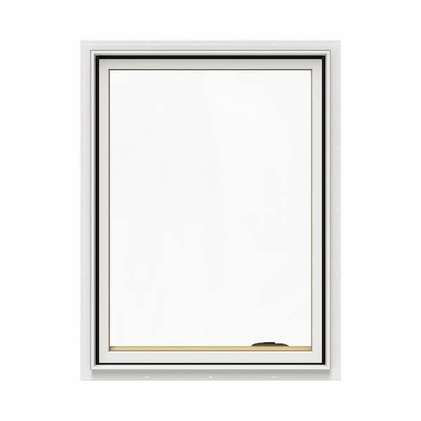 JELD-WEN 30.75 in. x 40.75 in. W-2500 Series White Painted Clad Wood Right-Handed Casement Window with BetterVue Mesh Screen