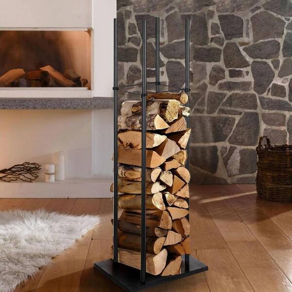 16 in. W Outdoor Decorative Metal Firewood Rack HPCNX5T1P6 - The
