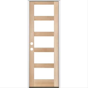 32 in. x 96 in. Modern Hemlock Right-Hand/Inswing 5-Lite Clear Glass Unfinished Wood Prehung Front Door
