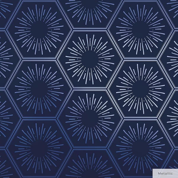 Tempaper Metallic Royal Blue Hello Sunshine Vinyl Peel and Stick Wallpaper Roll (Covers 56 sq. ft.)