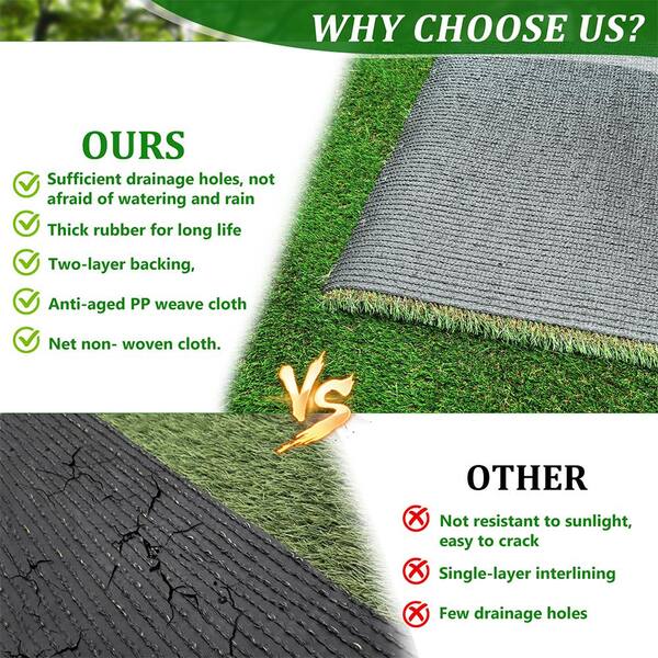 YOFE 5 ft. x 8 ft. Green Outdoor Artificial Grass Runner Rug Thick Realistic Artificial Turf Fake Grass 1.38 in. Pile Height