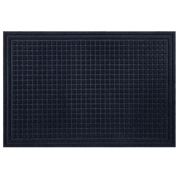 Mohawk Home Waffle Grid Impression Blue 18 in. x 30 in. Recycled Rubber Indoor/Outdoor Door Mat