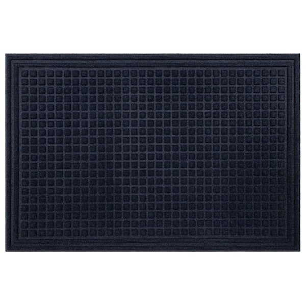 Mohawk Home Waffle Grid Blue 18 in. x 30 in. Recycled Rubber Indoor/Outdoor  Impressions Door Mat