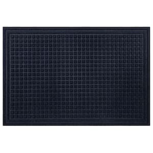 Waffle Grid Impression Blue 24 in. x 36 in. Recycled Rubber Indoor/Outdoor Door Mat