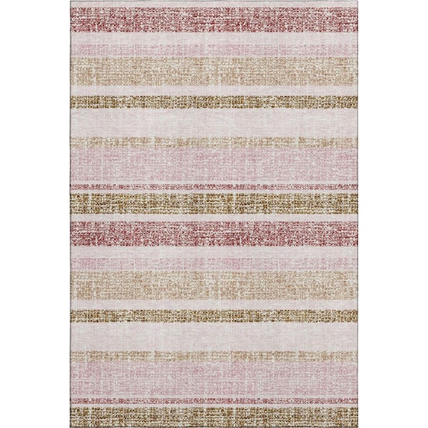 Mayfield Premium Machine Washable Abstract AMF2122 Pink 9 ft. x 12 ft. Area Rug