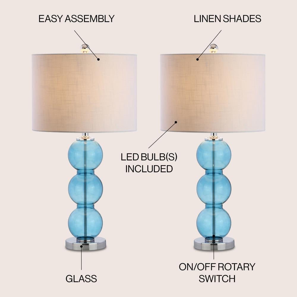 Bella 27" Sky Blue Glass Triple-Sphere Table Lamp Set