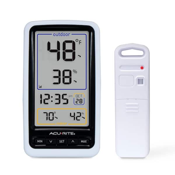 AcuRite Indoor/Outdoor Wireless Thermometer with Humidity and Clock 01128HD  - The Home Depot