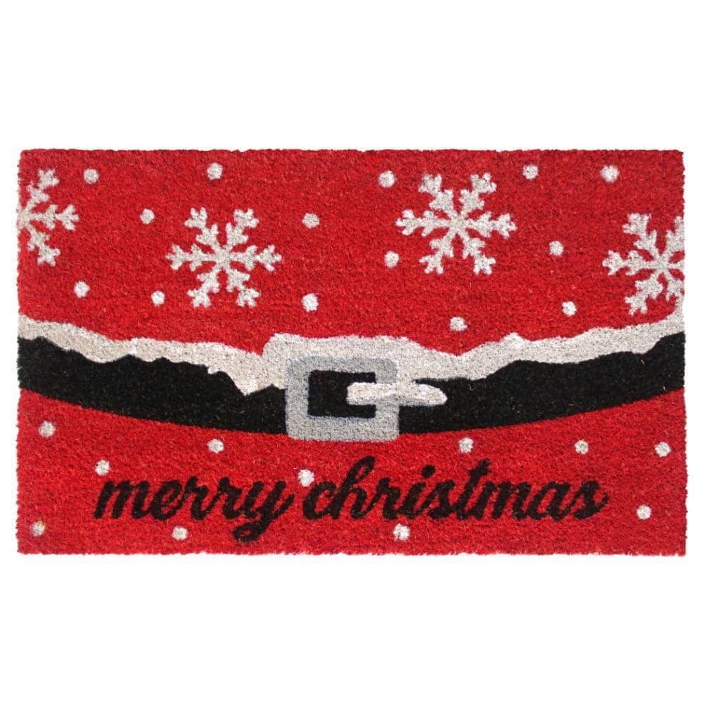 Welcome Merry Christmas Red 18 in. x 30 in. Coir Non-Slip Outdoor Door Mat