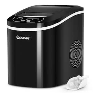 14 in. 26 lbs. Portable Compact Electric Ice Maker Machine Mini Cube in Black