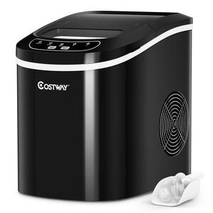 14 in. 26 lbs. Portable Compact Electric Ice Maker Machine Mini Cube in Black