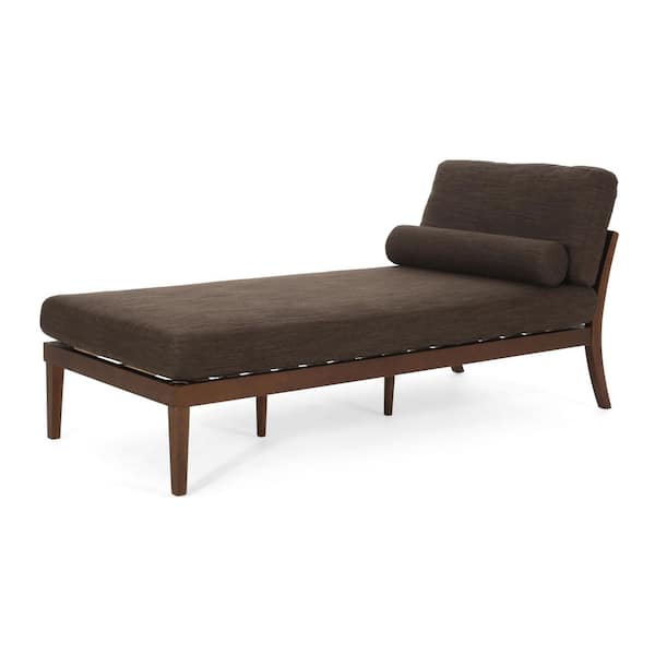 Noble House Breck Brown and Dark Brown Fabric Chaise Lounge with Bolster Pillow