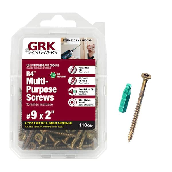 GRK Fasteners #9 x 2 in. Star Drive Torx Bugle Head R4 Multi-Purpose Wood Screw (110-Pack)