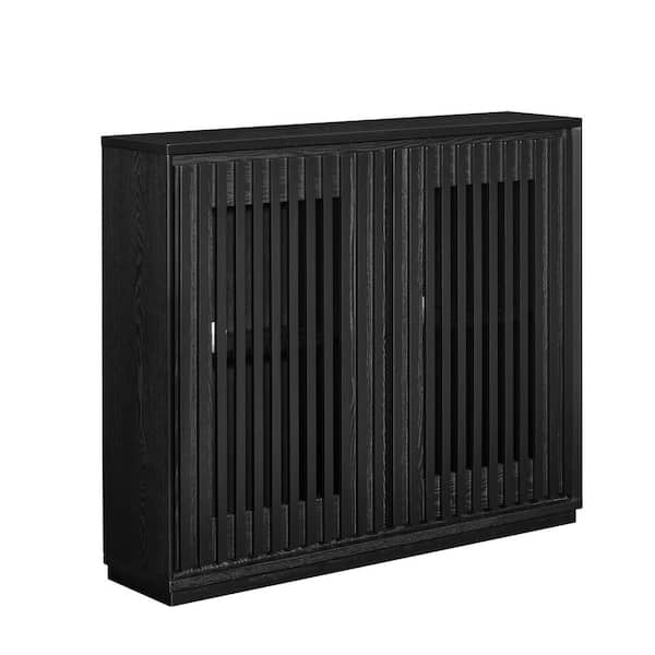 39 in. W x 9.25 in. D x 32.5 in. H Bathroom Black Linen Cabinet