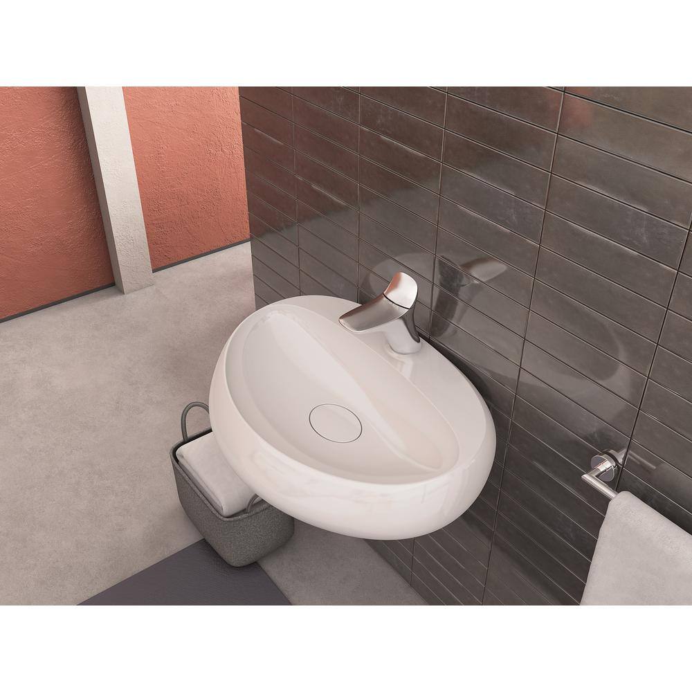 Rosaria 24" Glossy White Ceramic Oval Wall-Mount Sink