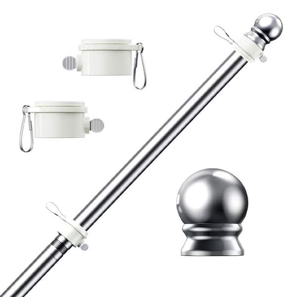 5 ft. Stainless Steel Telescoping Flagpole with Tangle-Free Spinning Rings, Silver