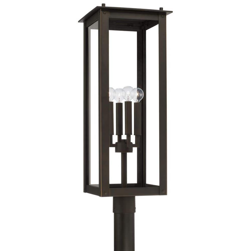 Hunt 4-Light Oiled Bronze Metal Hardwired Outdoor Rust Resistant Post Light with No Bulbs Included price history on PriceWatchPro