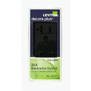 Decora Plus 20 Amp 125 V Industrial Grade Duplex Outlet/Receptacle, Black (1-Pack) 16352-ES