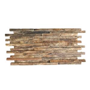 23-3/4 in. x 11-7/8 in. x 3/4 in. Stacked Boat Wood Mosaic Wall Tile, Natural Finish