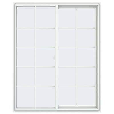 47.5 in. x 59.5 in. V-2500 Series White Vinyl Right-Handed Sliding Window with Colonial Grids/Grilles