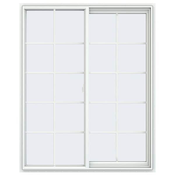 JELD-WEN 47.5 in. x 59.5 in. V-2500 Series White Vinyl Right-Handed Sliding Window with Colonial Grids/Grilles