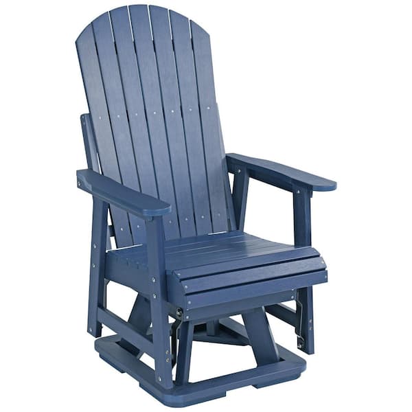 HIPS Plastic Swivel Outdoor Glider, Weather-Resistant Patio Chair, Heavy-Duty 400 lbs. Navy Blue