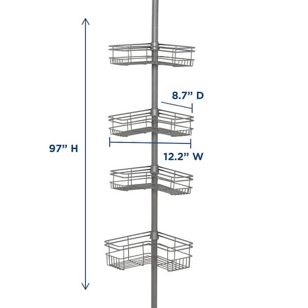 Zenith Satin Nickel Steel 4-Shelf Tension Pole Freestanding Shower