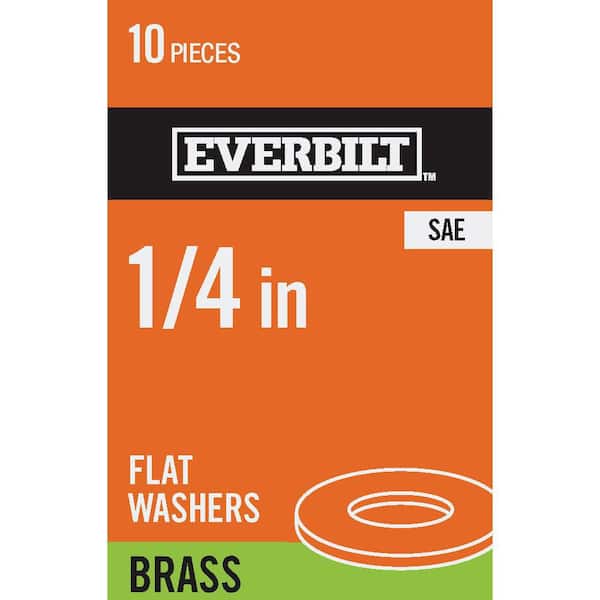 Everbilt 1/4 in. Brass Flat Washer (10-Pack)