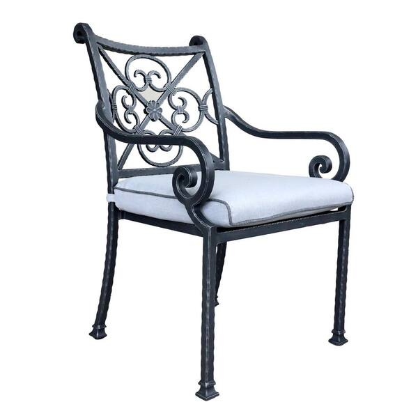 Mondawe Cast Burnished Pewter Aluminum Stacking Arm Chair Outdoor