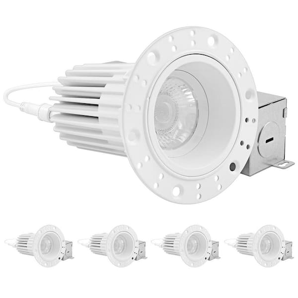 LUXRITE 2 in. Canless Remodel Integrated LED Trimless Recessed Light 5 Color Temperatures 14-Watt Dimmable Wet & IC Rated 4-Pack
