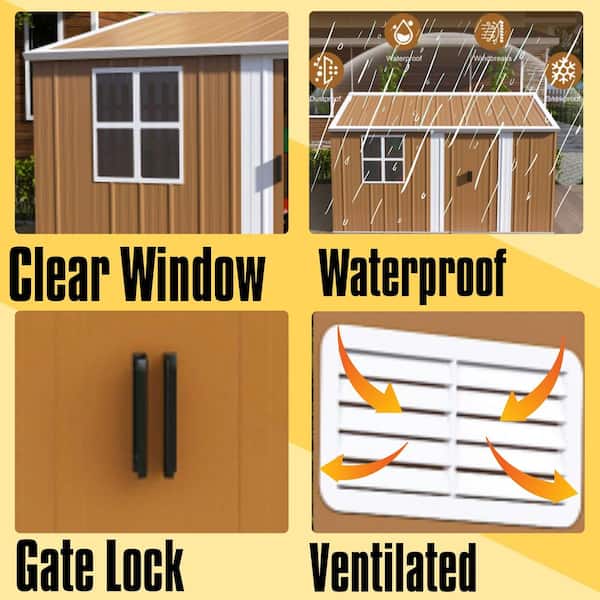 12 ft. W x 8 ft. D Metal Storage Shed with Window for Garden and Backyard (105 sq. ft.)