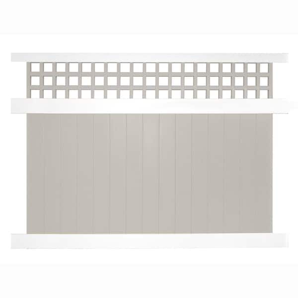 Weatherables Scottsdale 6 ft. H x 8 ft. W Tan & White Two-Tone Vinyl Privacy Fence Panel Kit
