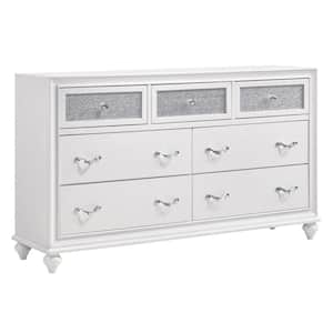63 in. White 7-Drawer Wooden Dresser Without Mirror