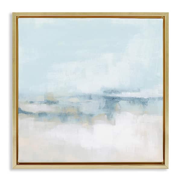 Abstract Cloudy Landscape Blue Fog by June Erica Vess Gold Floater Frame Graphic Art Print Abstract 25 in. x 25 in.