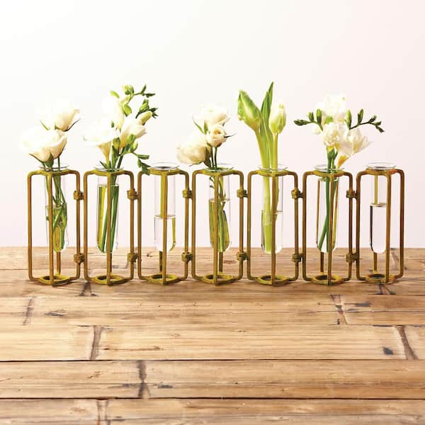 Lavoisier Hinged Flower Vases - Antiqued Gold