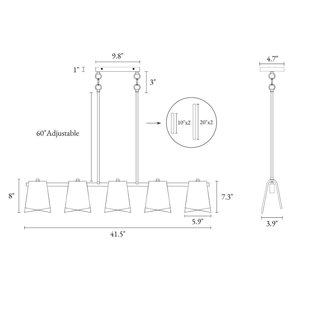 41.5" Gold and Smoky Gray Glass Linear Chandelier