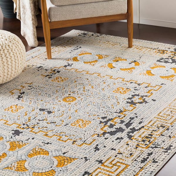 Amalia Mustard/Black 6 ft. 7 in. x 9 ft. 6 in. Oriental Area Rug