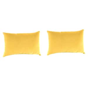 18 in. L x 12 in. W x 4 in. T Outdoor Pillow Lumbar Throw in Sunray Yellow (2-Pack)