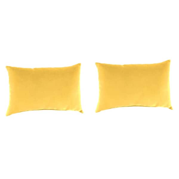 Jordan Manufacturing 18 in. L x 12 in. W x 4 in. T Outdoor Pillow Lumbar Throw in Sunray Yellow (2-Pack)