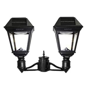 Imperial III Black 2-Light Outdoor Commercial Graded Solar LED Post Light with Dual Color Temperature and 3 in. Fitter