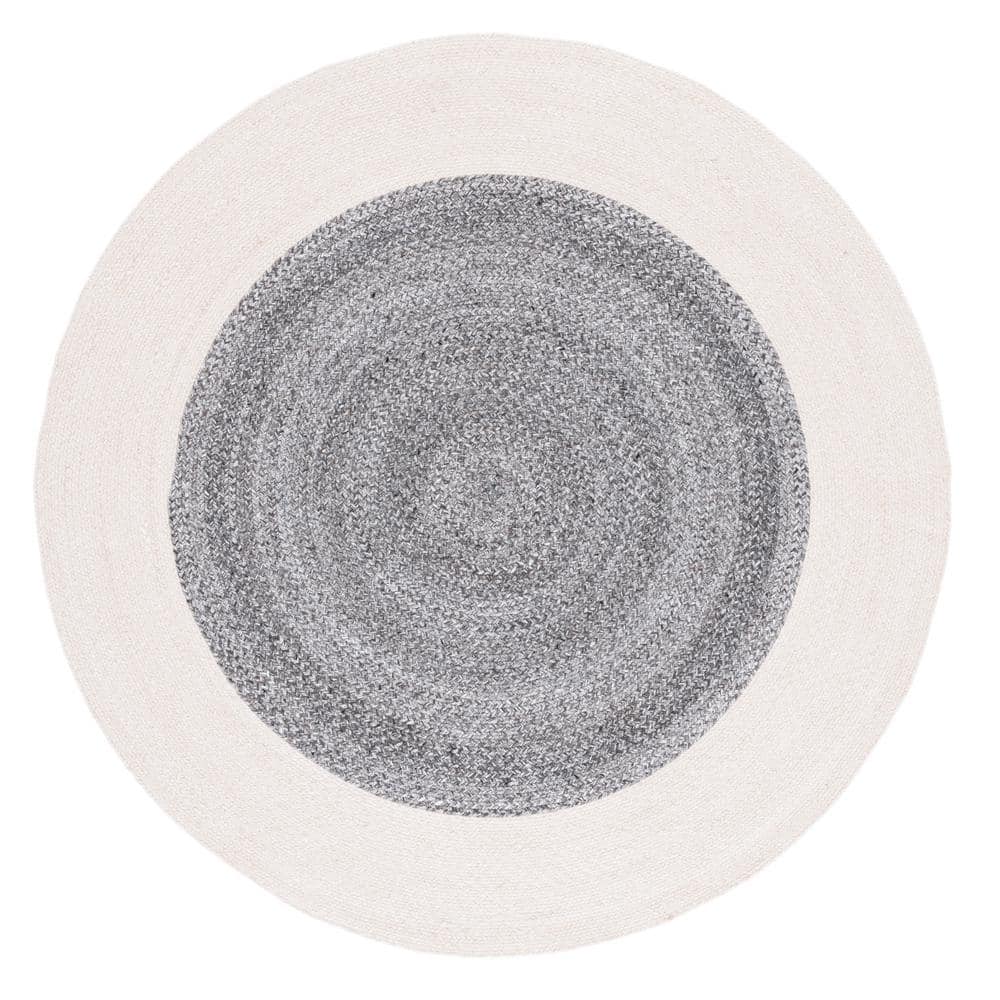 Braided Dark Gray Ivory 4 ft. x 4 ft. Abstract Border Round Area Rug price history on PriceWatchPro