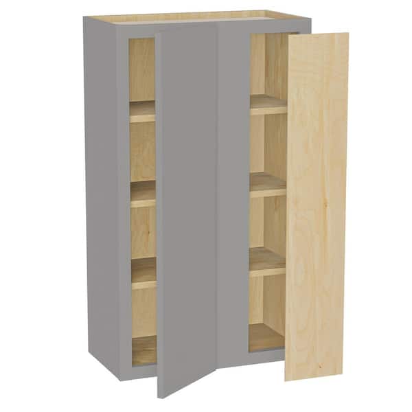 Home Decorators Collection Hargrove 24 in. W x 12 in. D x 42 in. H Assembled Plywood Blind Wall Kitchen Cabinet in Veiled Gray with Soft Close RH