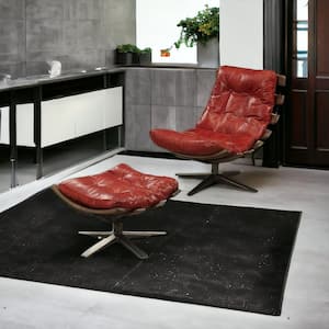 Amelia 33 in. Brown and Red Leather Occasional Chair